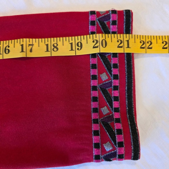 Bob Mackie Wearable Art Red Embroidered Zip Up Jacket Mock Neck Medium - Picture 10 of 10